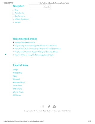 How To Write an Essay On Technology-Based Topics