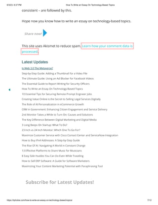 How To Write an Essay On Technology-Based Topics