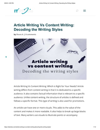 Article Writing Vs Content Writing: Decoding the Writing Styles