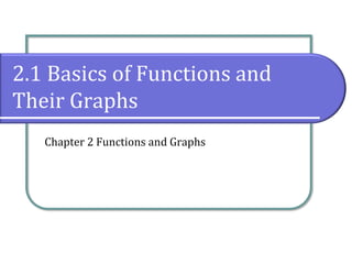 2.1 Basics of Functions and
Their Graphs
Chapter 2 Functions and Graphs
 