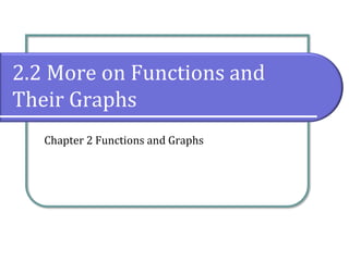 2.2 More on Functions and
Their Graphs
Chapter 2 Functions and Graphs
 