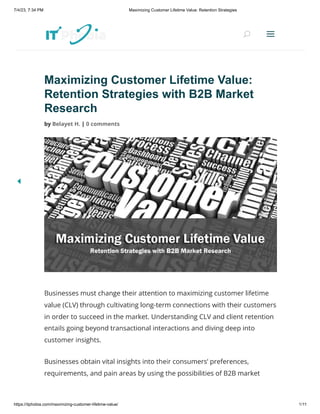 Maximizing Customer Lifetime Value: Retention Strategies with B2B ...