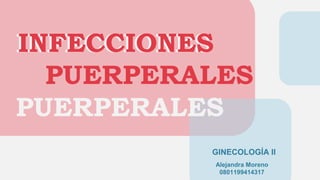 INFECCIONES
PUERPERALES
Alejandra Moreno
0801199414317
 