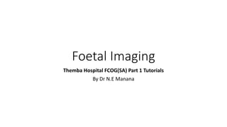 Foetal Imaging
Themba Hospital FCOG(SA) Part 1 Tutorials
By Dr N.E Manana
 