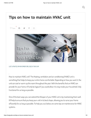 Tips on how to maintain HVAC unit
