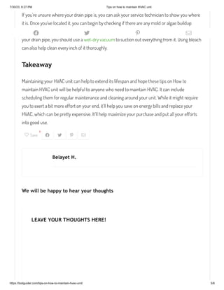 Tips on how to maintain HVAC unit