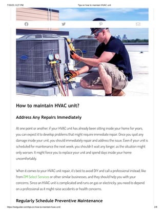 Tips on how to maintain HVAC unit