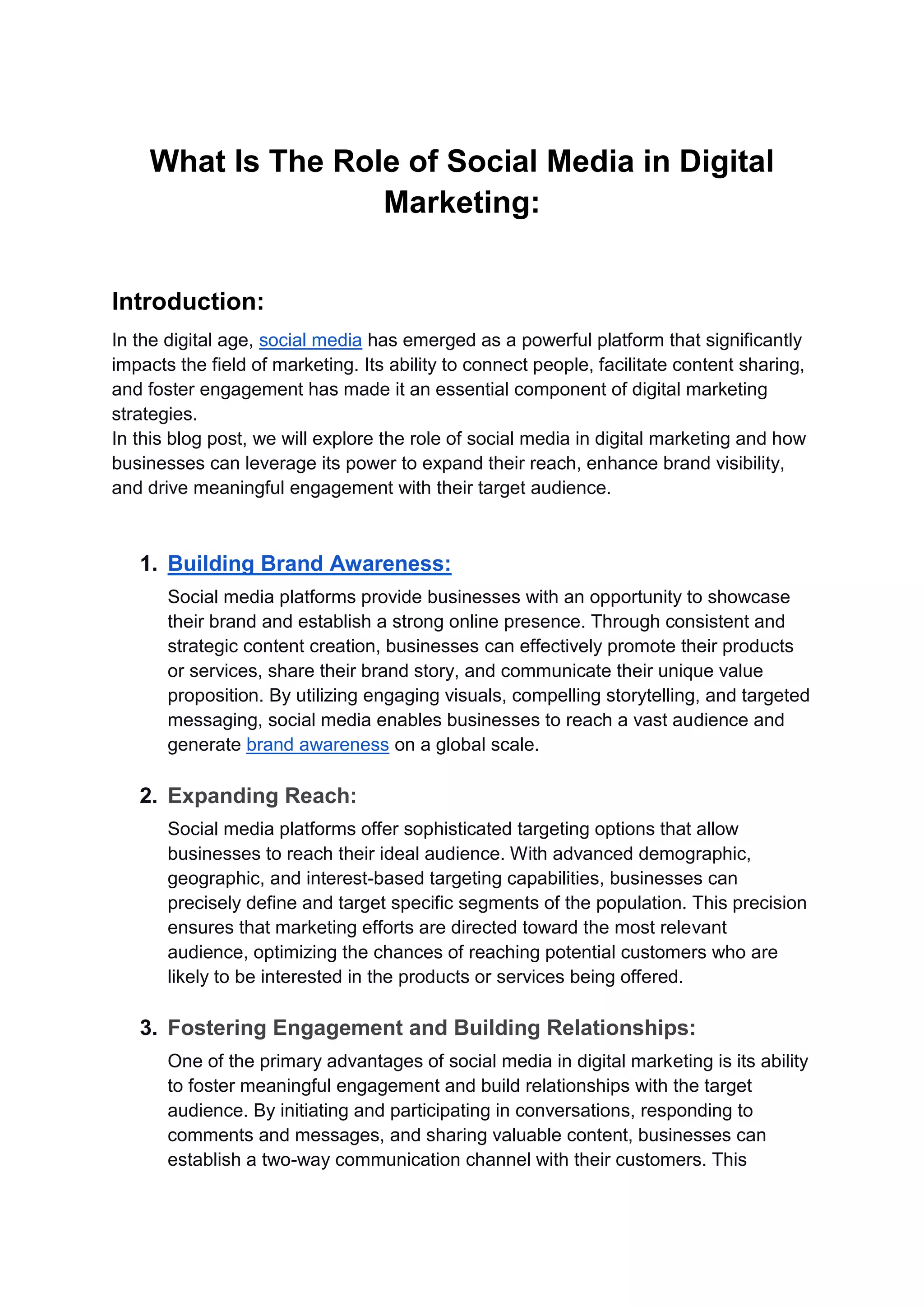 The Role Of Social Media | DOCX