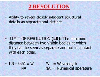 Resolution Limit Matrix 2. Microscopy (Biochemistry) | PPTX