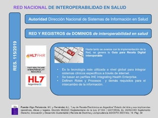 RED NACIONAL DE INTEROPERABILIDAD EN SALUD
RES.
115/2019
Autoridad Dirección Nacional de Sistemas de Información en Salud
RED Y REGISTROS de DOMINIOS de interoperabilidad en salud
 