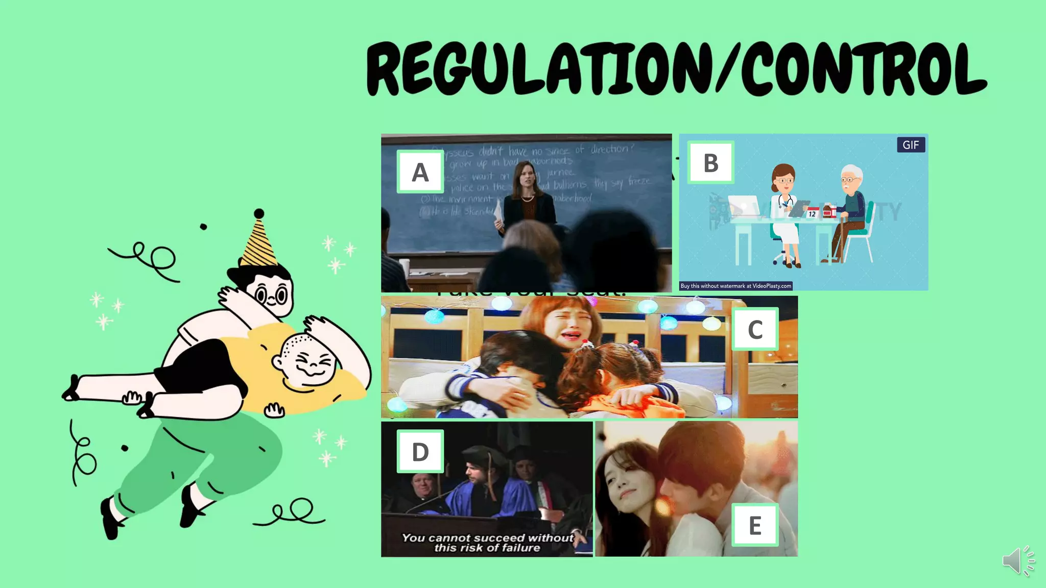 REGULATION/CONTROL
DECLARATIVE STATEMENTS
• Please come in.
• Get a chair.
• Take your seat.
• Run.
A B
C
D
E
 