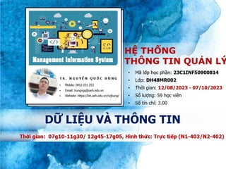 1
DỮ LIỆU VÀ THÔNG TIN
Digitally signed by
hungngq@ueh.edu.vn
DN:
cn=hungngq@ueh.edu.vn
Date: 2023.08.18 16:19:54
+07'00'
Adobe Acrobat Reader
version: 2023.003.20269
 