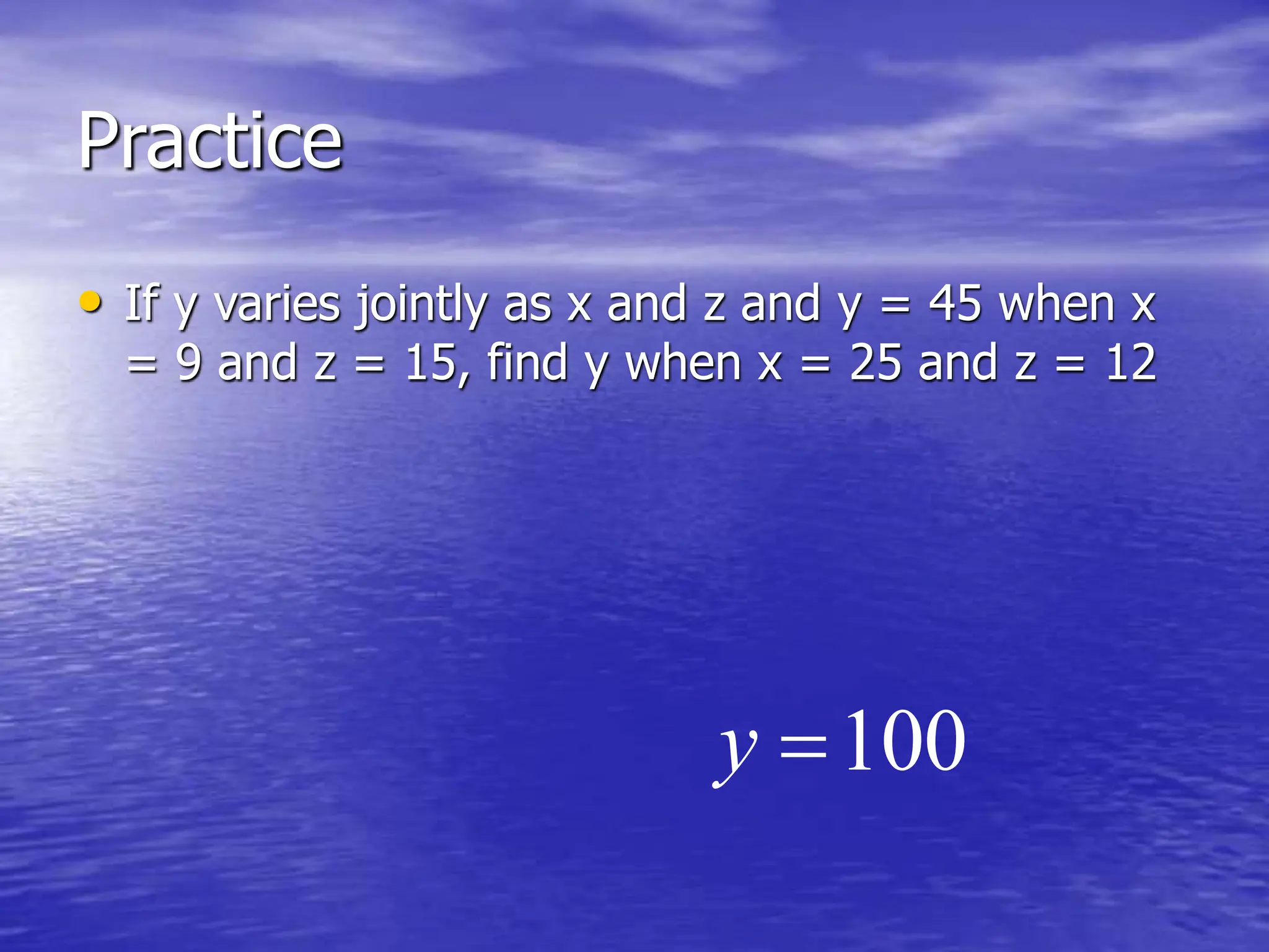Direct inverse and joint variation ppt ppt