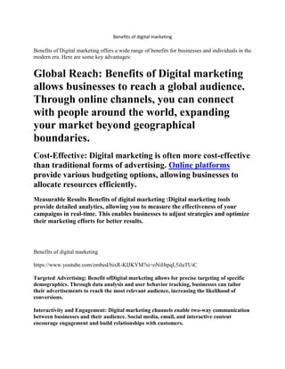 Benefits of digital marketing | PDF