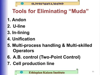 Muda Inmotion Kaizon (Muda) 1)The concept of MUDA/Waste 2)Methods for categorizing ...