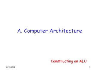 11/17/2019 1
A. Computer Architecture
Constructing an ALU
 