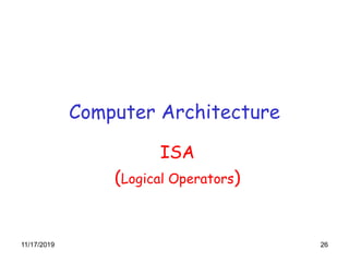 11/17/2019 26
Computer Architecture
ISA
(Logical Operators)
 