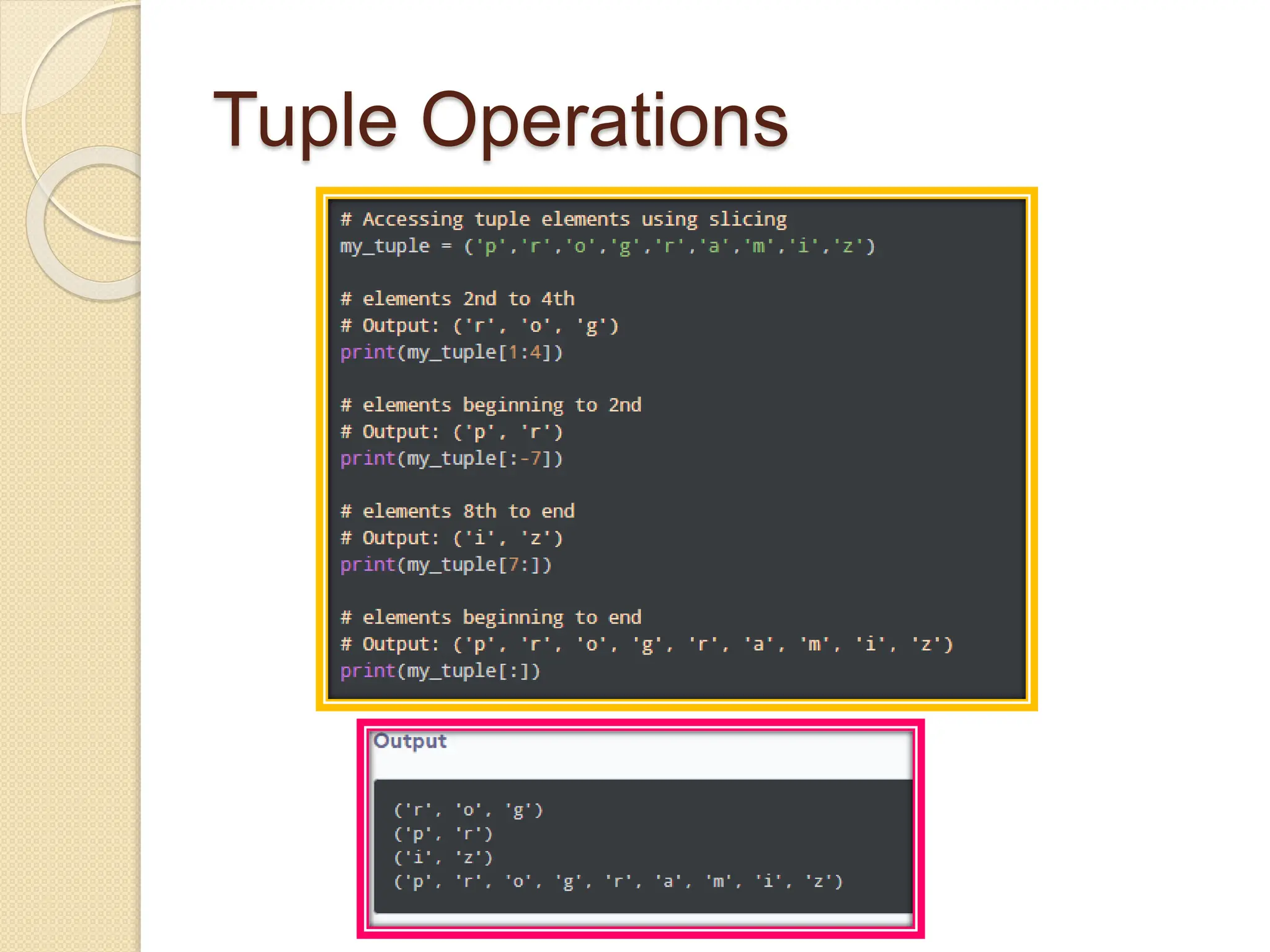Tuples in python, usecases, applications | PPT