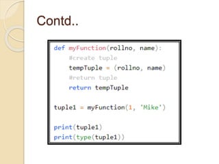 Tuples in python, usecases, applications | PPT