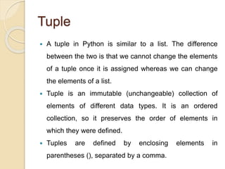 Tuples in python, usecases, applications | PPT
