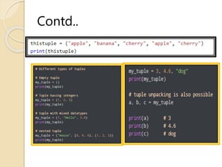 Tuples in python, usecases, applications | PPT
