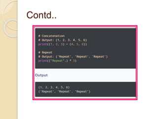 Tuples in python, usecases, applications | PPT