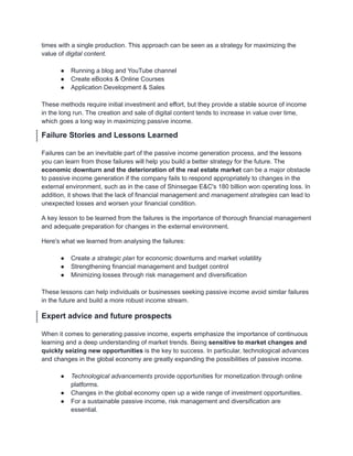 Passive Income Strategy: How to Earn More Effectively? | PDF