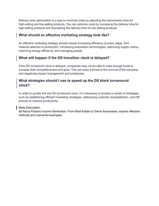 Passive Income Strategy: How to Earn More Effectively? | PDF