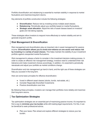 Passive Income Strategy: How to Earn More Effectively? | PDF