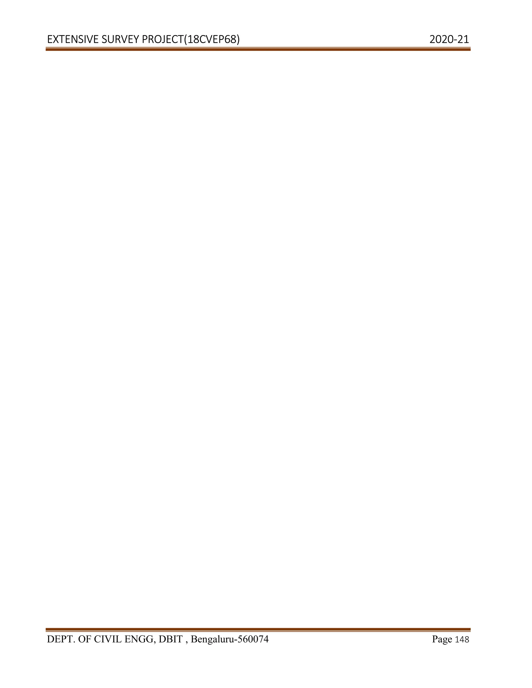 EXTENSIVE SURVEY PROJECT(18CVEP68) 2020-21
DEPT. OF CIVIL ENGG, DBIT , Bengaluru-560074 Page 148
 