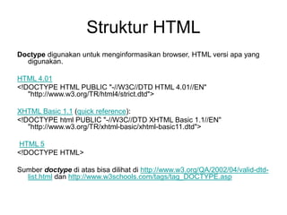 Dasar-dasar penggunaan elemen dan tagging dalam html | PPT
