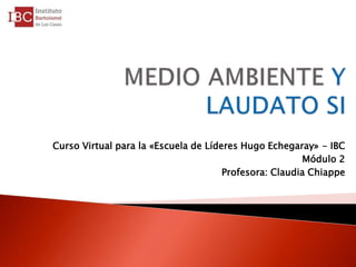 Curso Virtual para la «Escuela de Líderes Hugo Echegaray» - IBC
Módulo 2
Profesora: Claudia Chiappe
 