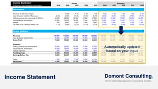Income Statement
Automatically updated
based on your input
 