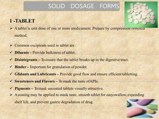 Solid Medication Example Introduction to Dosage Forms, solids, liquids, semi-solids, gaseous | PPTX