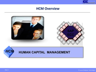 © Copyright Endeavour Technologies
Slide 31
HCM Overview
Human Resources
SAP
ECC
HCM HUMAN CAPITAL MANAGEMENT
 