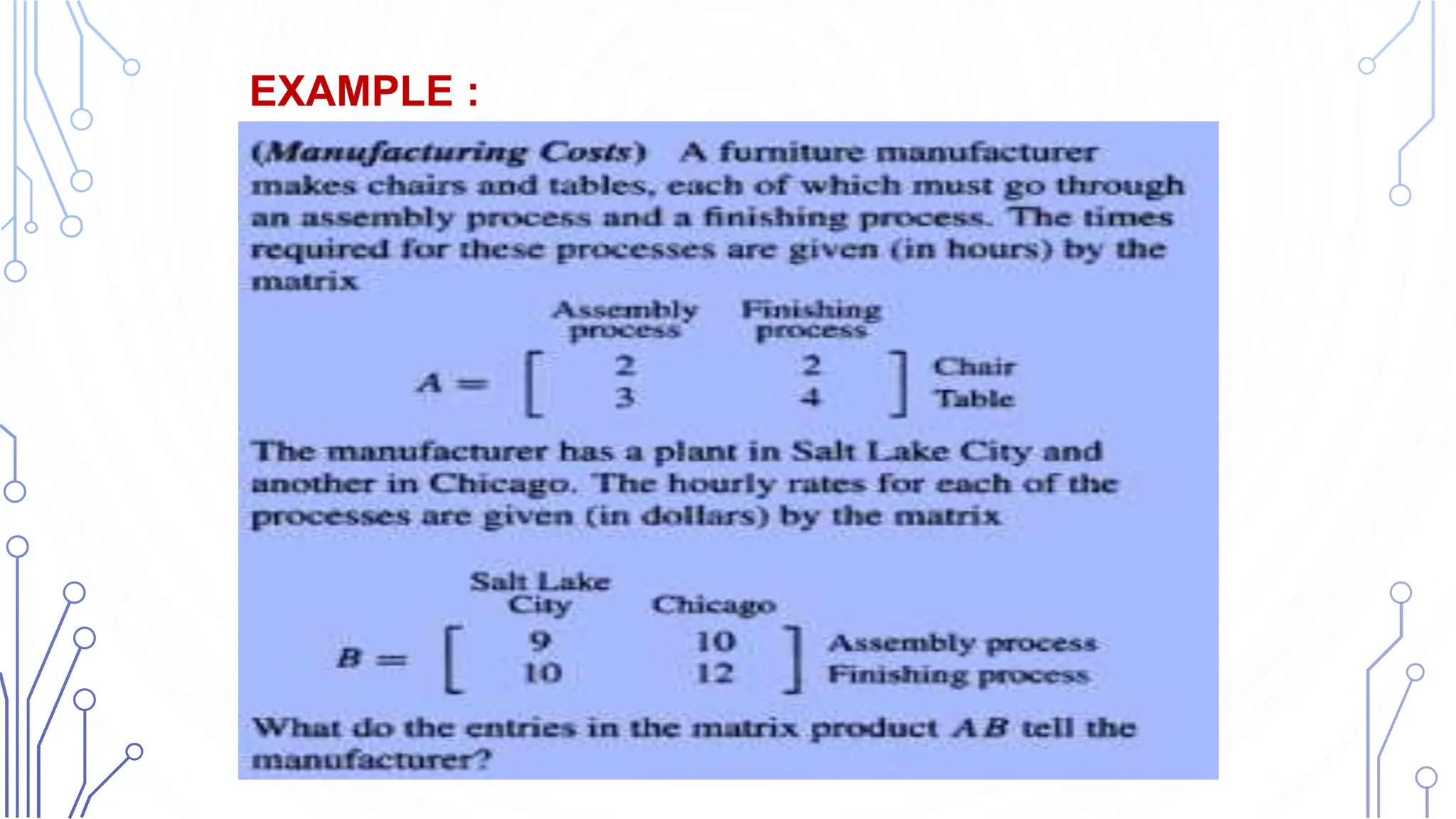 EXAMPLE :Und Lower Triangular Matrices
 