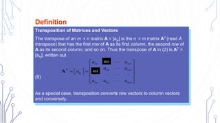 2. Introduction to Matrices, Matrix Multiplication, Laws of ...