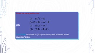 2. Introduction to Matrices, Matrix Multiplication, Laws of ...