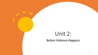 Unit 2:
Before Violence Happens
23
 