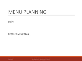 Menu Planning in clinical nutrition with exchange list | PPTX
