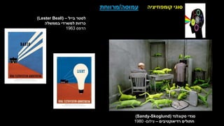 ‫קומפוזיציה‬ ‫סוגי‬
‫עמוסה‬
/
‫מרווחת‬
‫בייל‬ ‫לסטר‬
–
(
(Lester Beall
‫בממשלה‬ ‫למשרדי‬ ‫כרזות‬
‫הדפס‬
1963
‫סקוגלנד‬ ‫סנדי‬
Sandy-Skoglund)
)
‫רדיאוקטיבים‬ ‫חתולים‬
–
‫צילום‬
-
1980
 