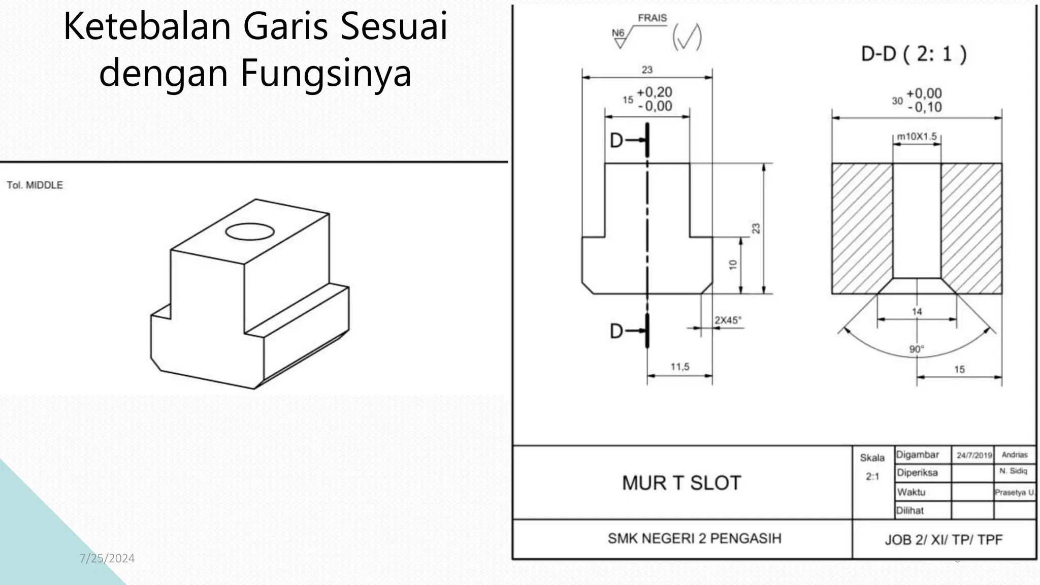 Gambar teknik mesin yang mengikuti standar sistem ISO dalam menggunakan ...