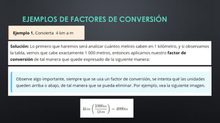 EJEMPLOS DE FACTORES DE CONVERSIÓN
 
