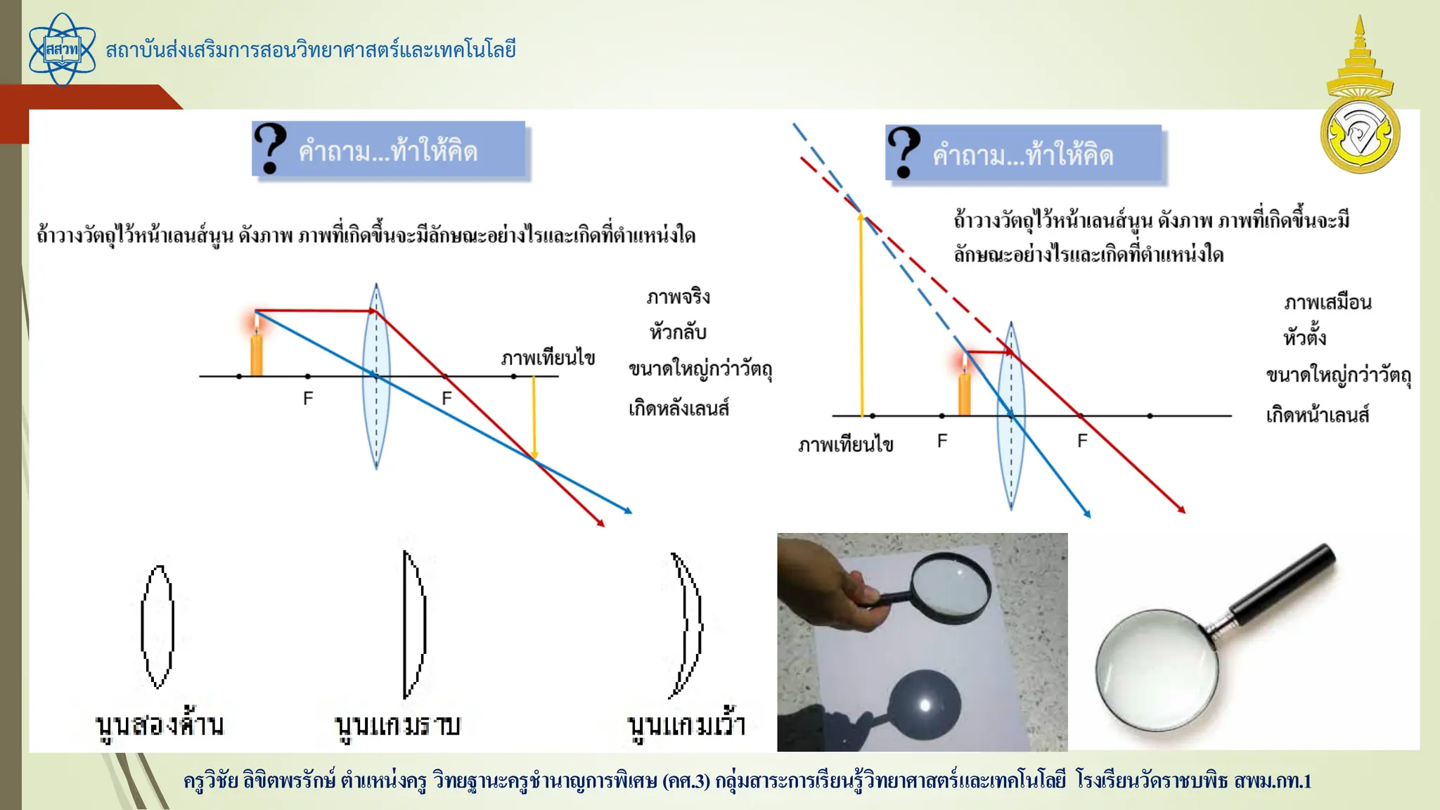 สถาบันส่งเสริมการสอนวิทยาศาสตร์และเทคโนโลยี
ครูวิชัยลิขิตพรรักษ์ ตาแหน่งครู วิทยฐานะครูชานาญการพิเศษ(คศ.3)กลุ่มสาระการเรียนรู้วิทยาศาสตร์และเทคโนโลยี โรงเรียนวัดราชบพิธ สพม.กท.1
 