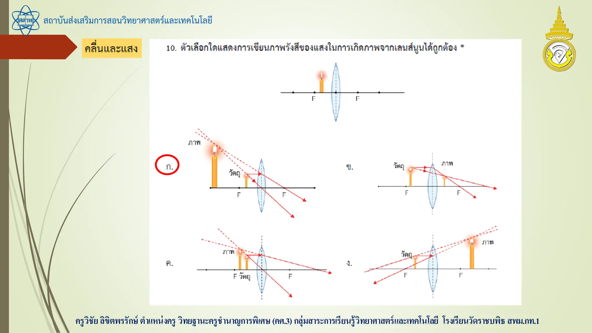 สถาบันส่งเสริมการสอนวิทยาศาสตร์และเทคโนโลยี
ครูวิชัยลิขิตพรรักษ์ ตาแหน่งครู วิทยฐานะครูชานาญการพิเศษ(คศ.3)กลุ่มสาระการเรียนรู้วิทยาศาสตร์และเทคโนโลยี โรงเรียนวัดราชบพิธ สพม.กท.1
 
