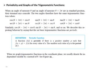  Periodicity and Graphs of the Trigonometric Functions:
14
 