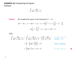 57
EXAMPLE 13: Completing the Square
Evaluate
 