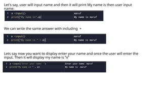python user input slides FOundation program | PPT