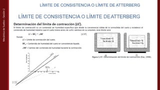 Mecánica
de
Suelos
–
Sesión
2
LÍMITE DE CONSISTENCIA O LÍMITE DE ATTERBERG
 