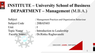 2.1.1. Introduction to Leadership.pptx mba | PPTX